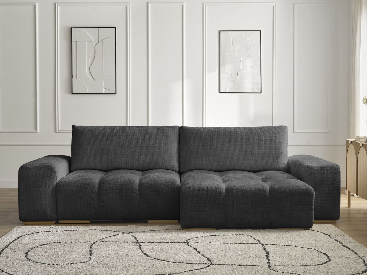 Canapé d'angle réversible convertible coffre ANAKIN tissu texturé