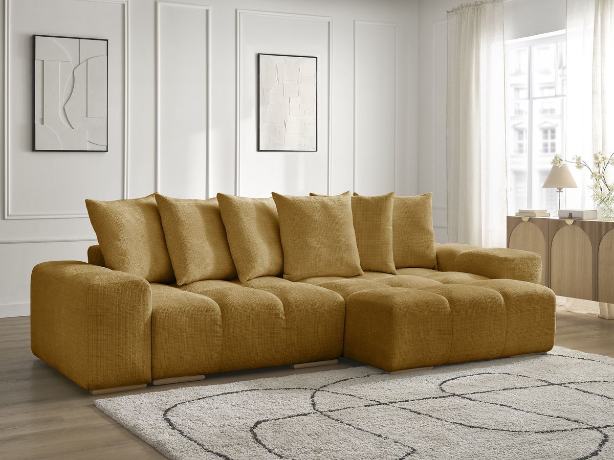 Canapé d'angle réversible convertible coffre ANAKIN tissu texturé