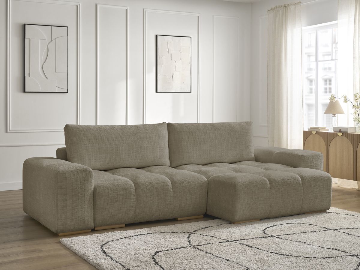 Canapé d'angle réversible convertible coffre ANAKIN tissu texturé