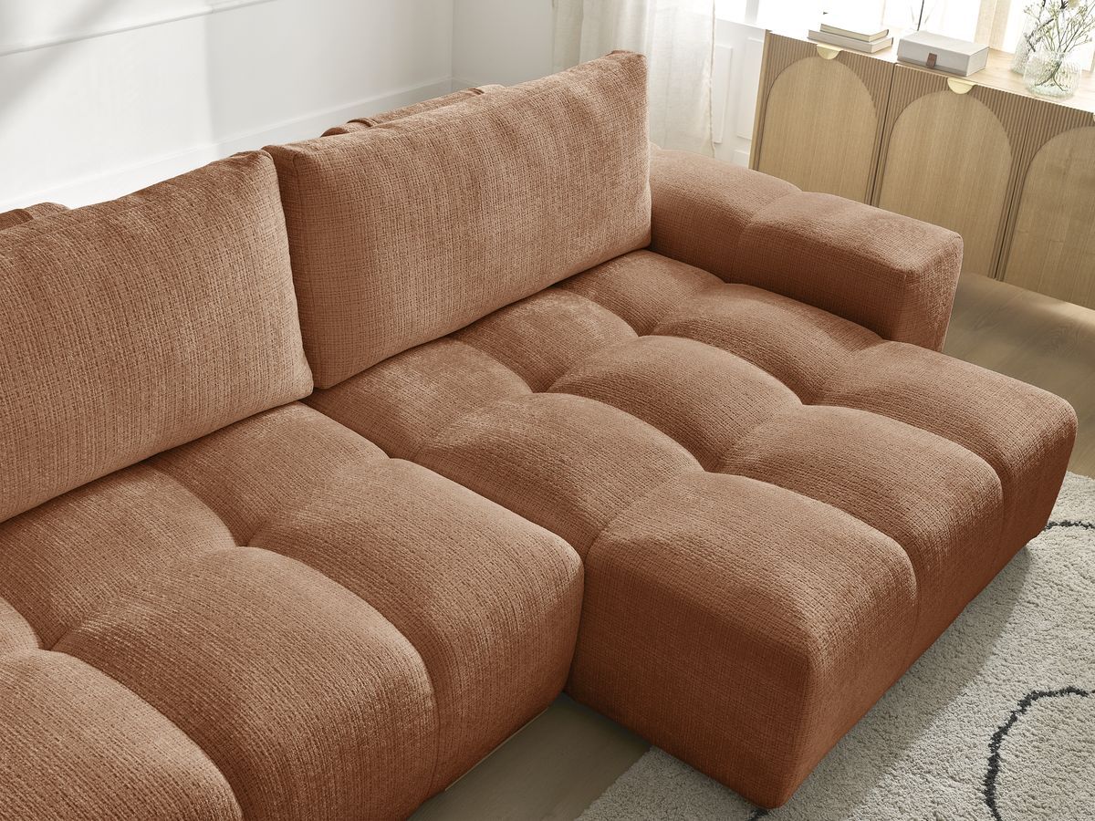 Canapé d'angle réversible convertible coffre ANAKIN tissu texturé