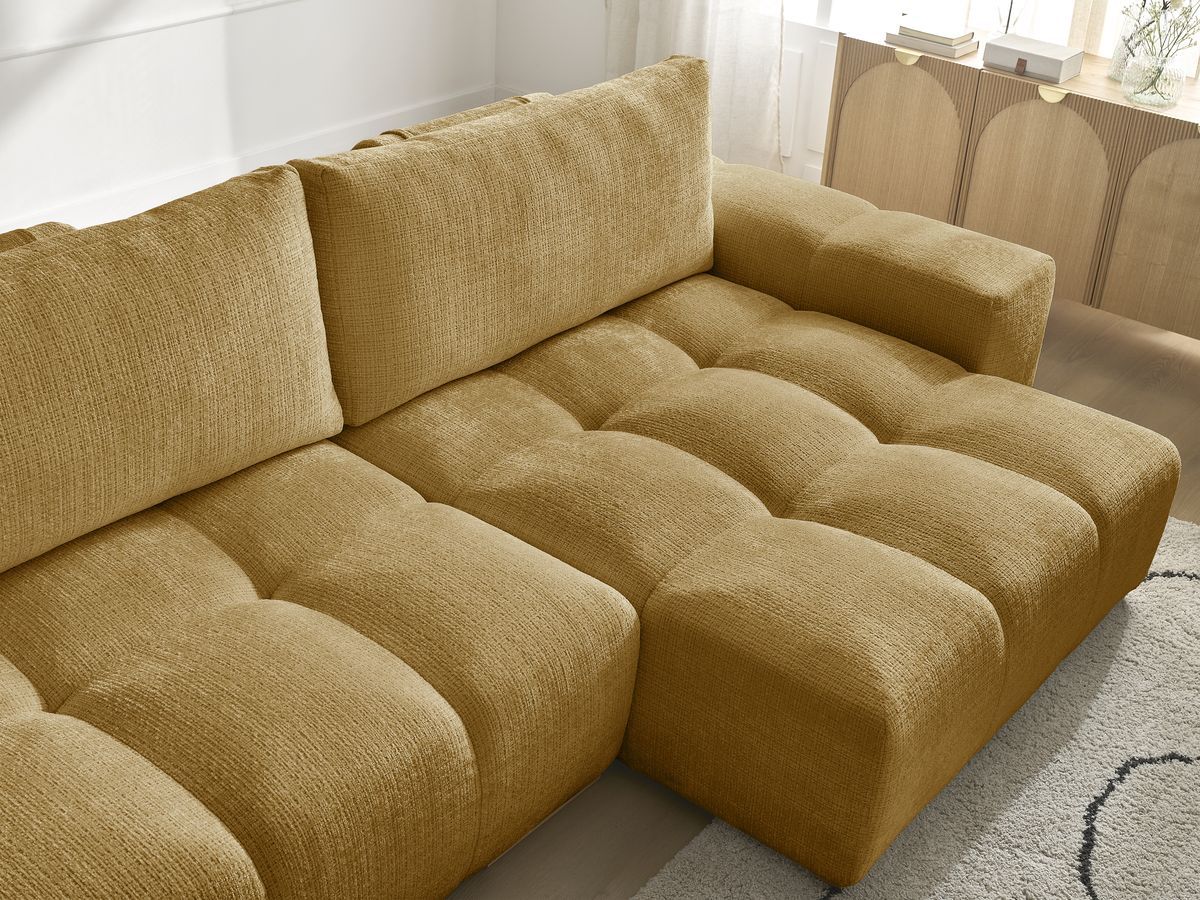Canapé d'angle réversible convertible coffre ANAKIN tissu texturé