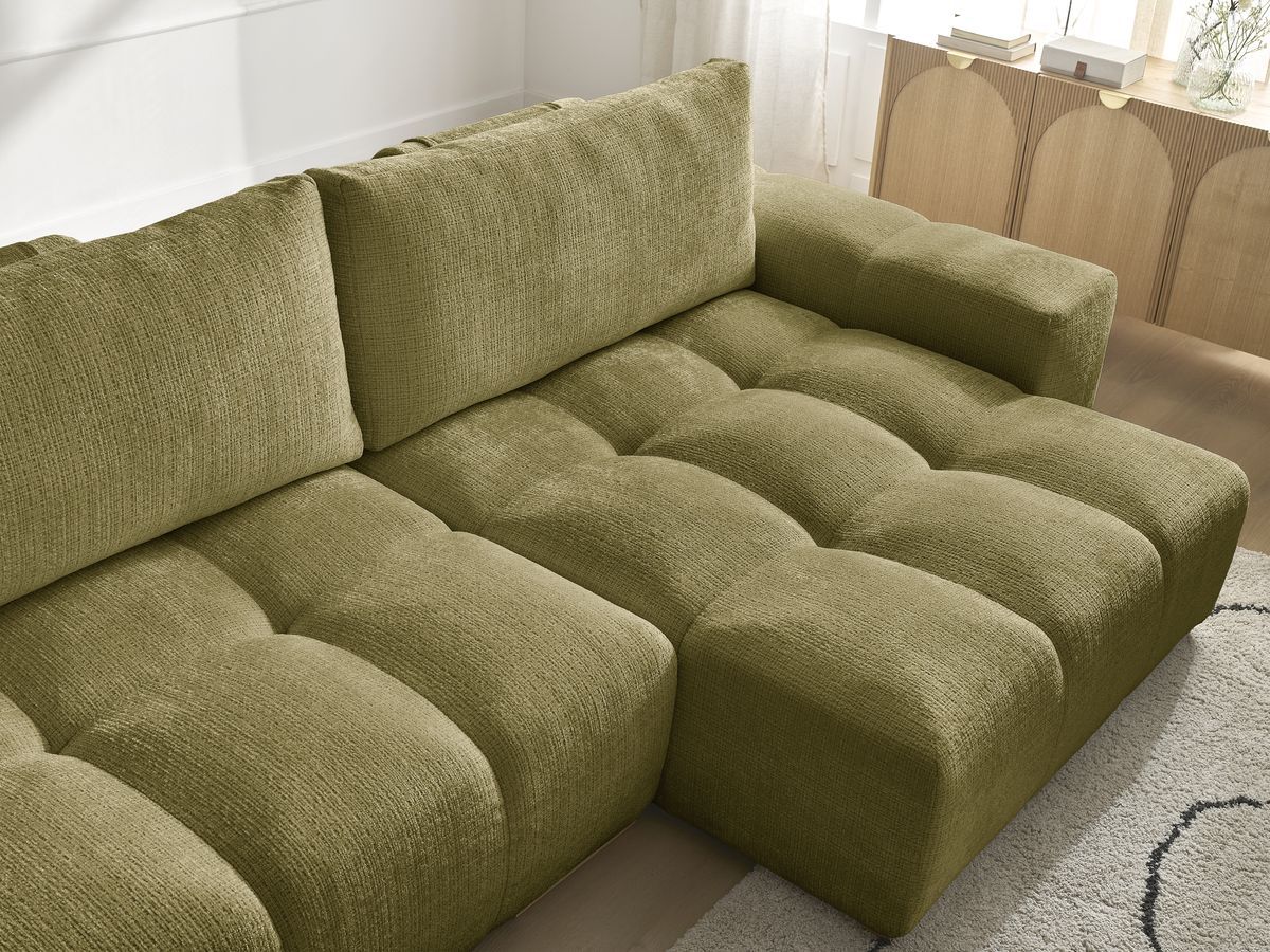 Canapé d'angle réversible convertible coffre ANAKIN tissu texturé