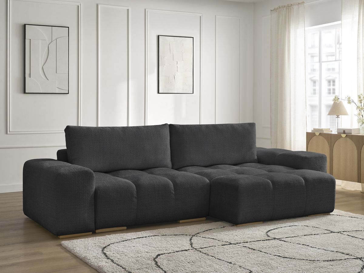 Canapé d'angle réversible convertible coffre ANAKIN tissu texturé