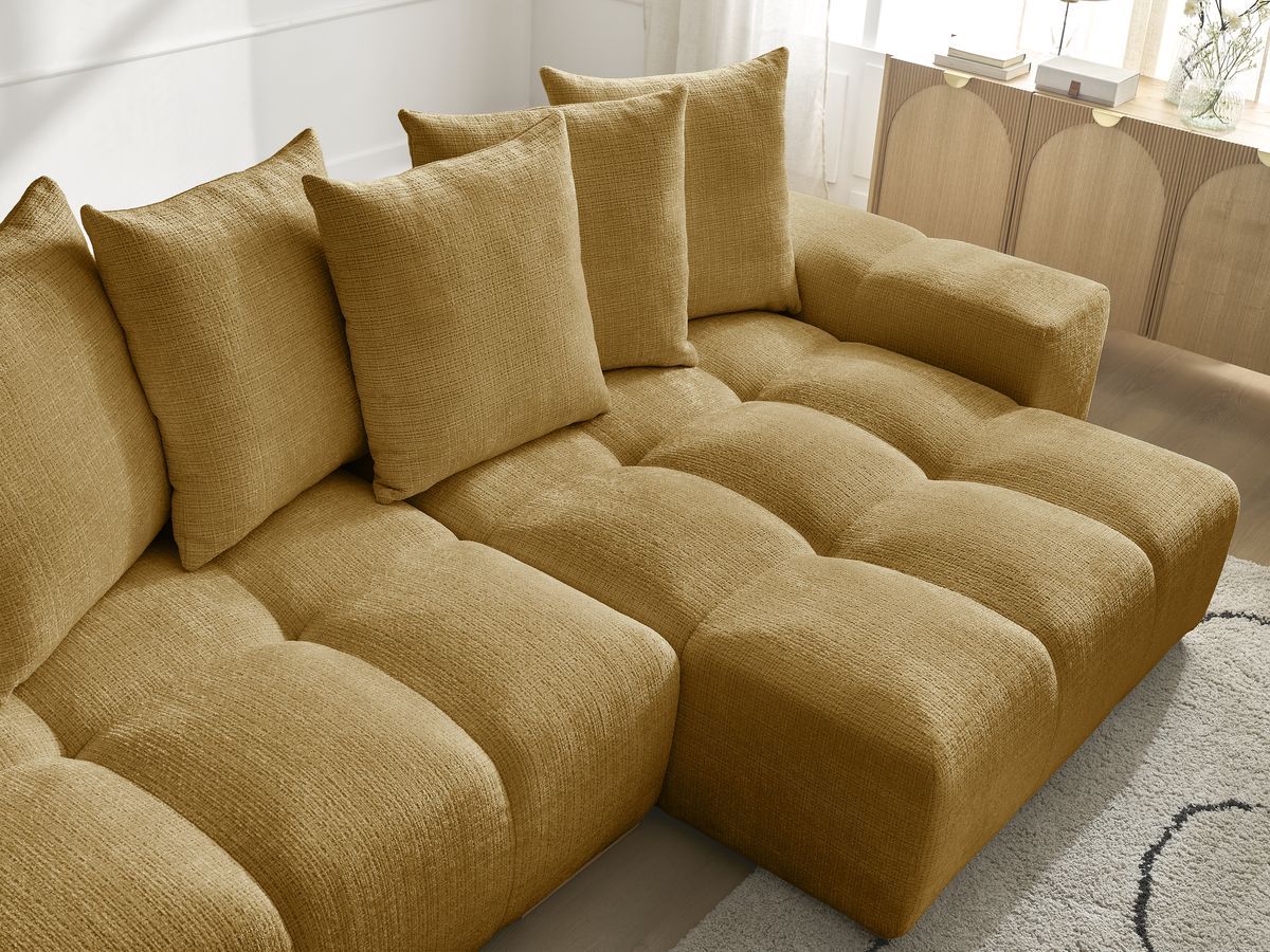 Canapé d'angle réversible convertible coffre ANAKIN tissu texturé