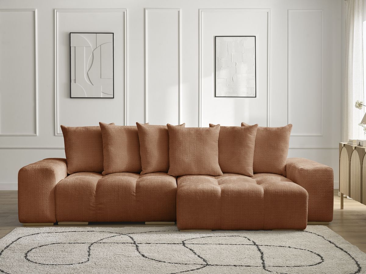 Canapé d'angle réversible convertible coffre ANAKIN tissu texturé