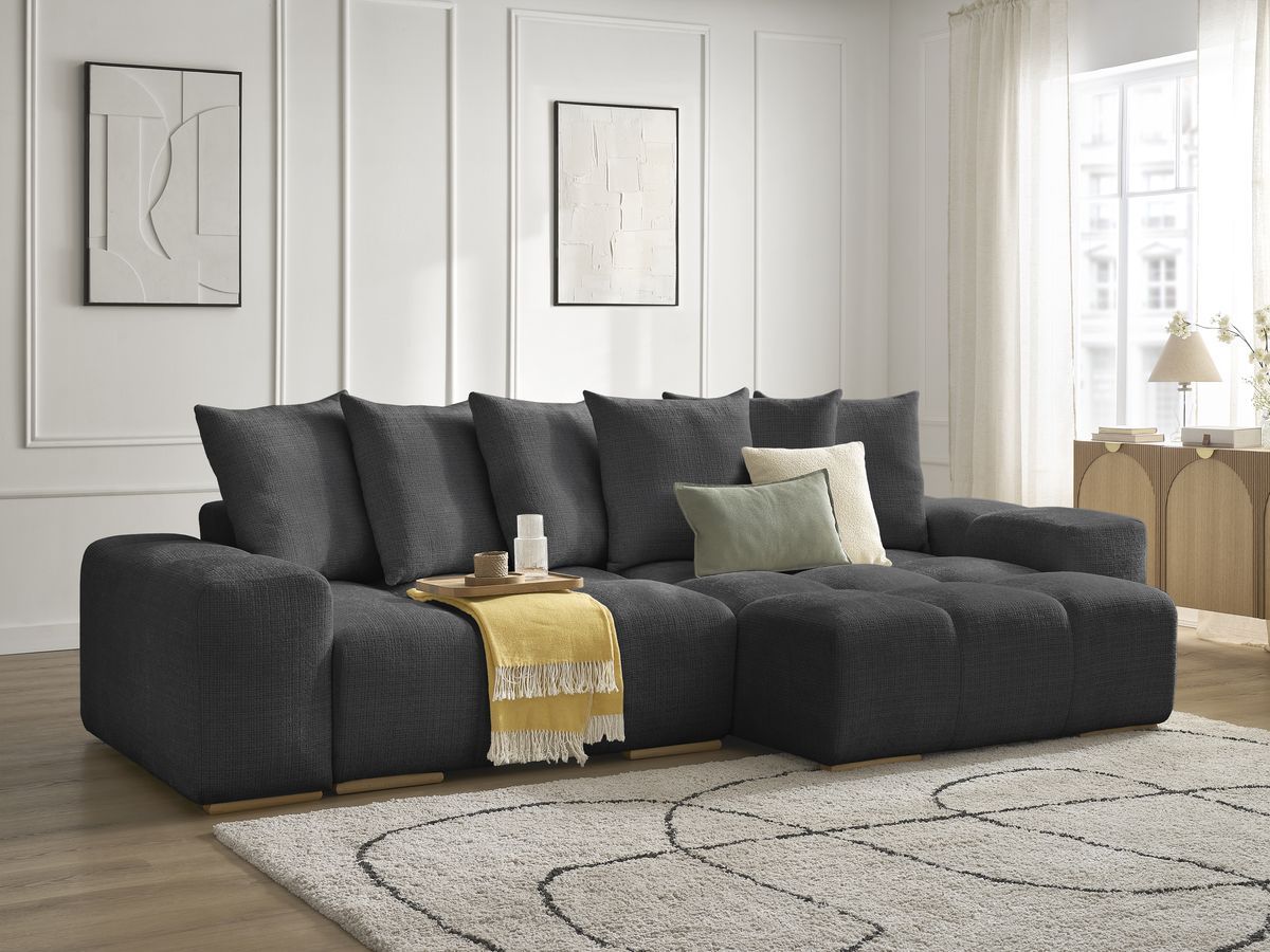 Canapé d'angle réversible convertible coffre ANAKIN tissu texturé