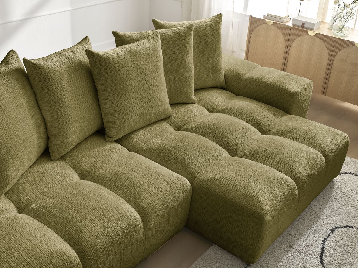 Canapé d'angle réversible convertible coffre ANAKIN tissu texturé
