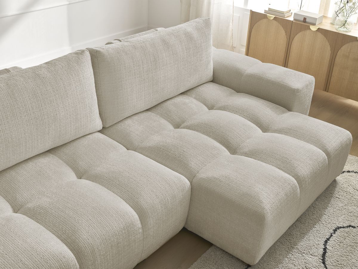 Canapé d'angle réversible convertible coffre ANAKIN tissu texturé