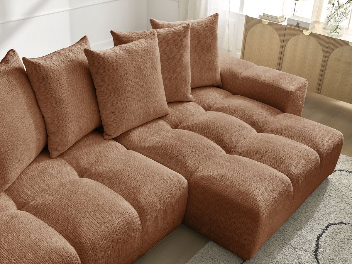 Canapé d'angle réversible convertible coffre ANAKIN tissu texturé
