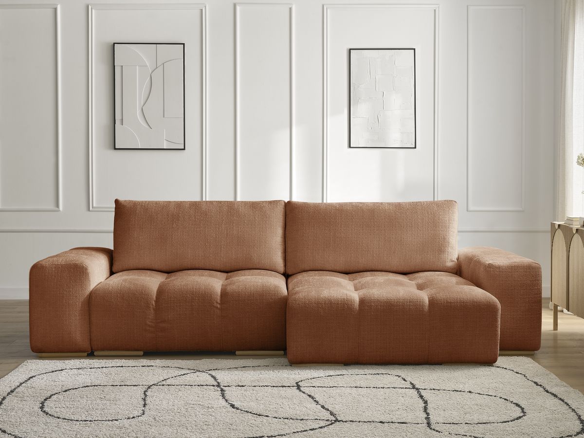 Canapé d'angle réversible convertible coffre ANAKIN tissu texturé