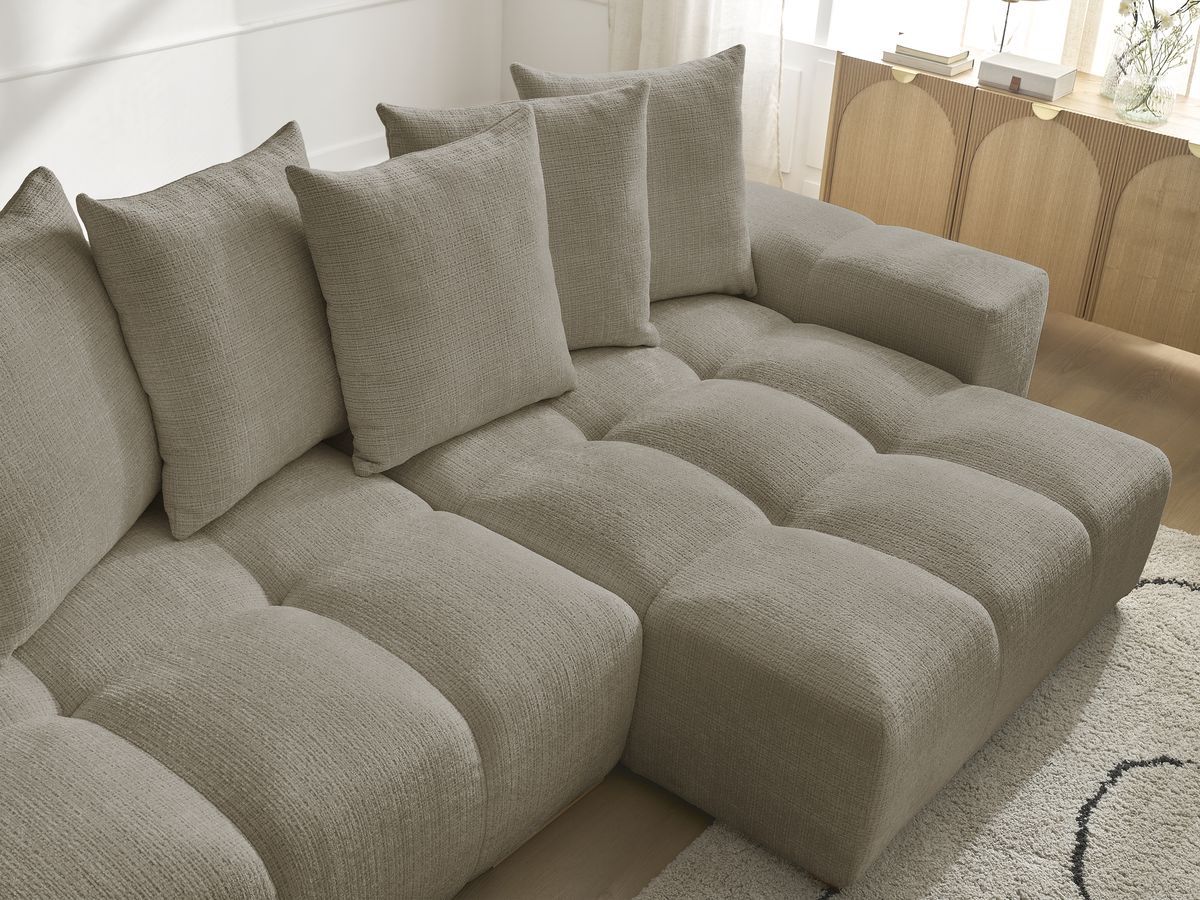 Canapé d'angle réversible convertible coffre ANAKIN tissu texturé
