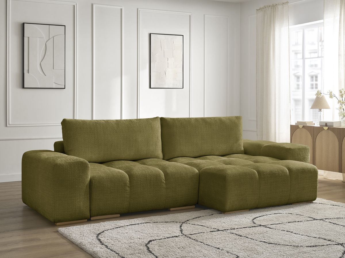 Canapé d'angle réversible convertible coffre ANAKIN tissu texturé