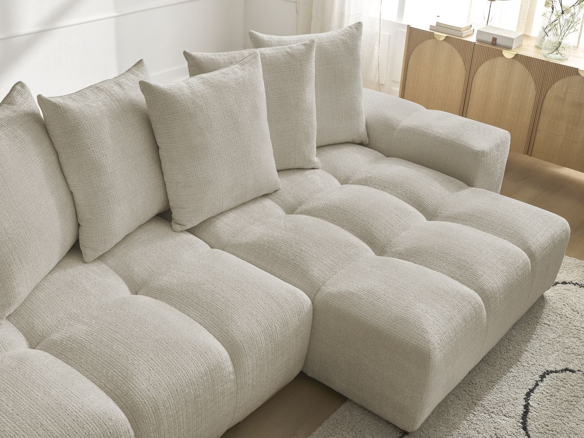 Canapé d'angle réversible convertible coffre ANAKIN tissu texturé