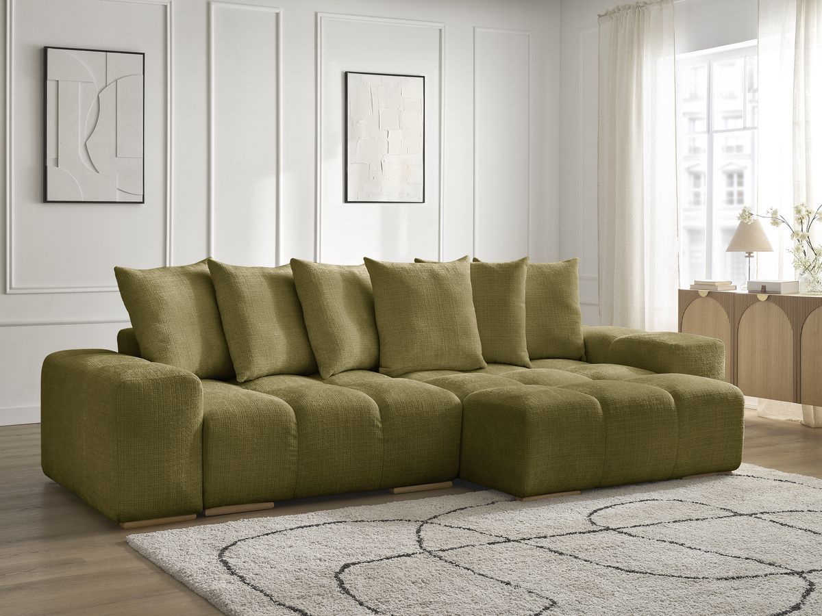 Canapé d'angle réversible convertible coffre ANAKIN tissu texturé