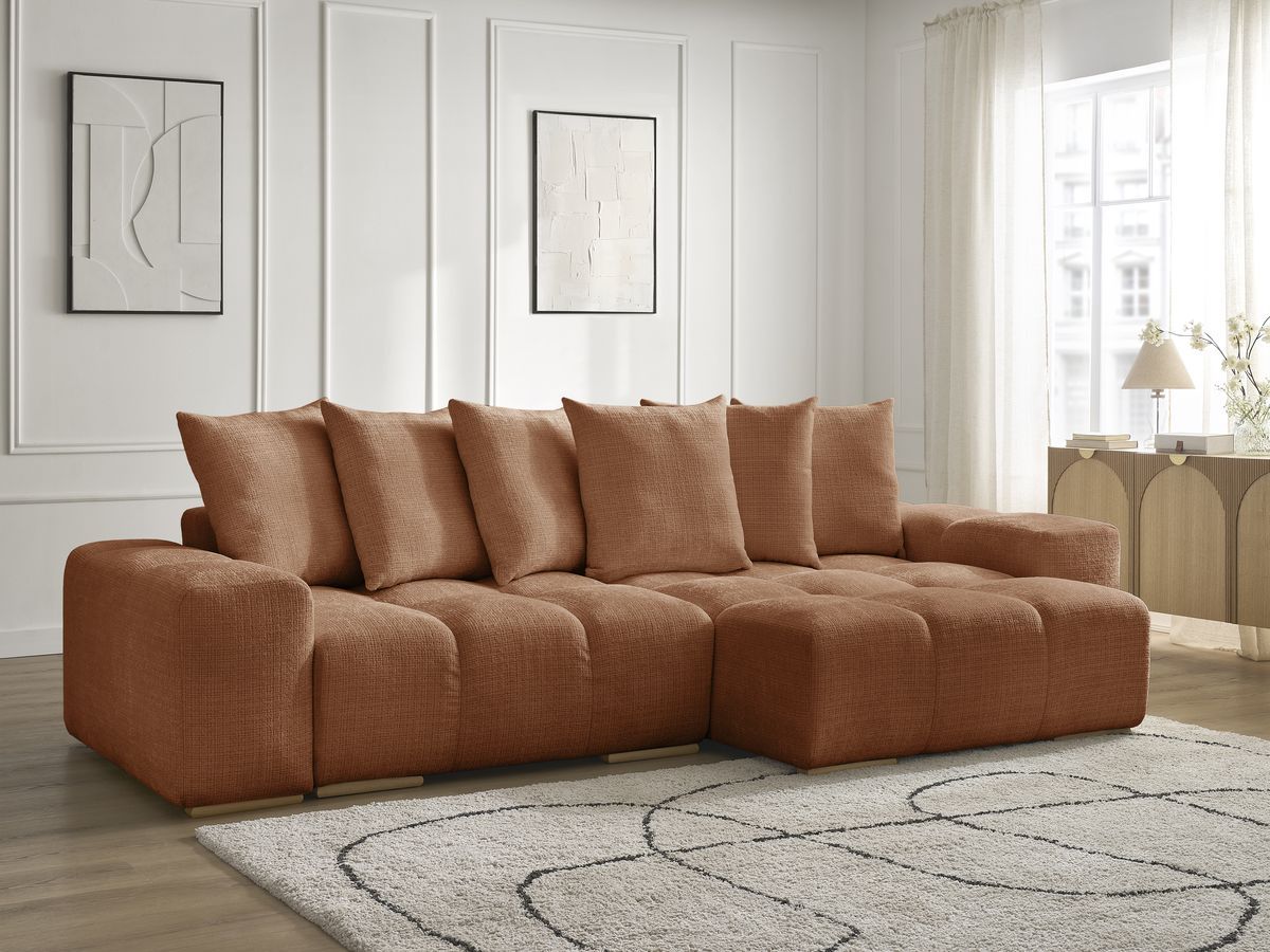 Canapé d'angle réversible convertible coffre ANAKIN tissu texturé