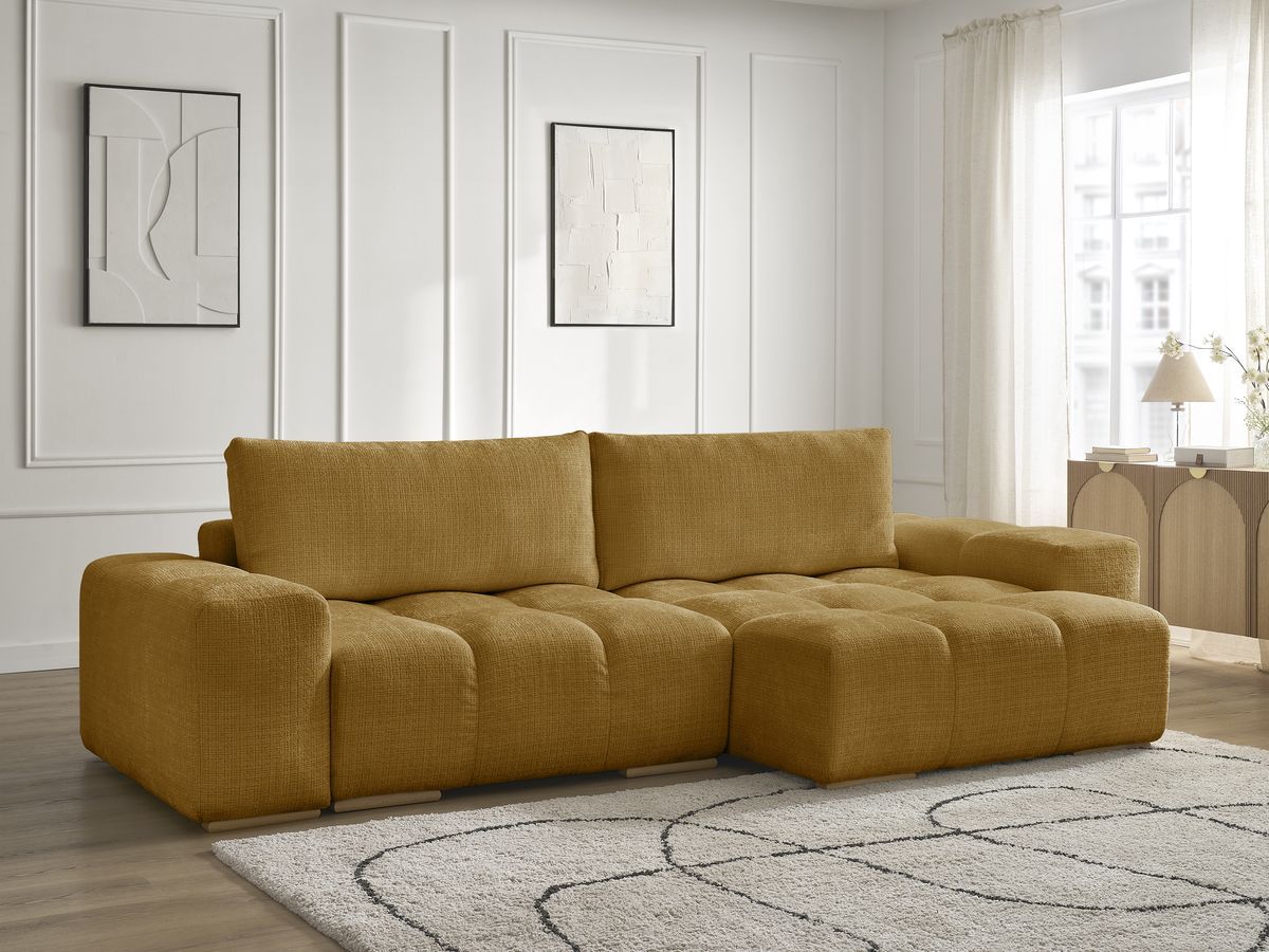 Canapé d'angle réversible convertible coffre ANAKIN tissu texturé