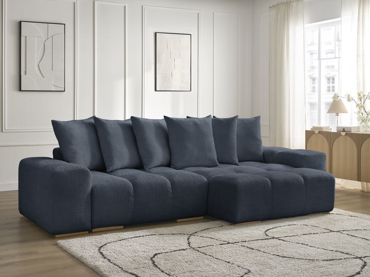 Canapé d'angle réversible convertible coffre ANAKIN tissu texturé