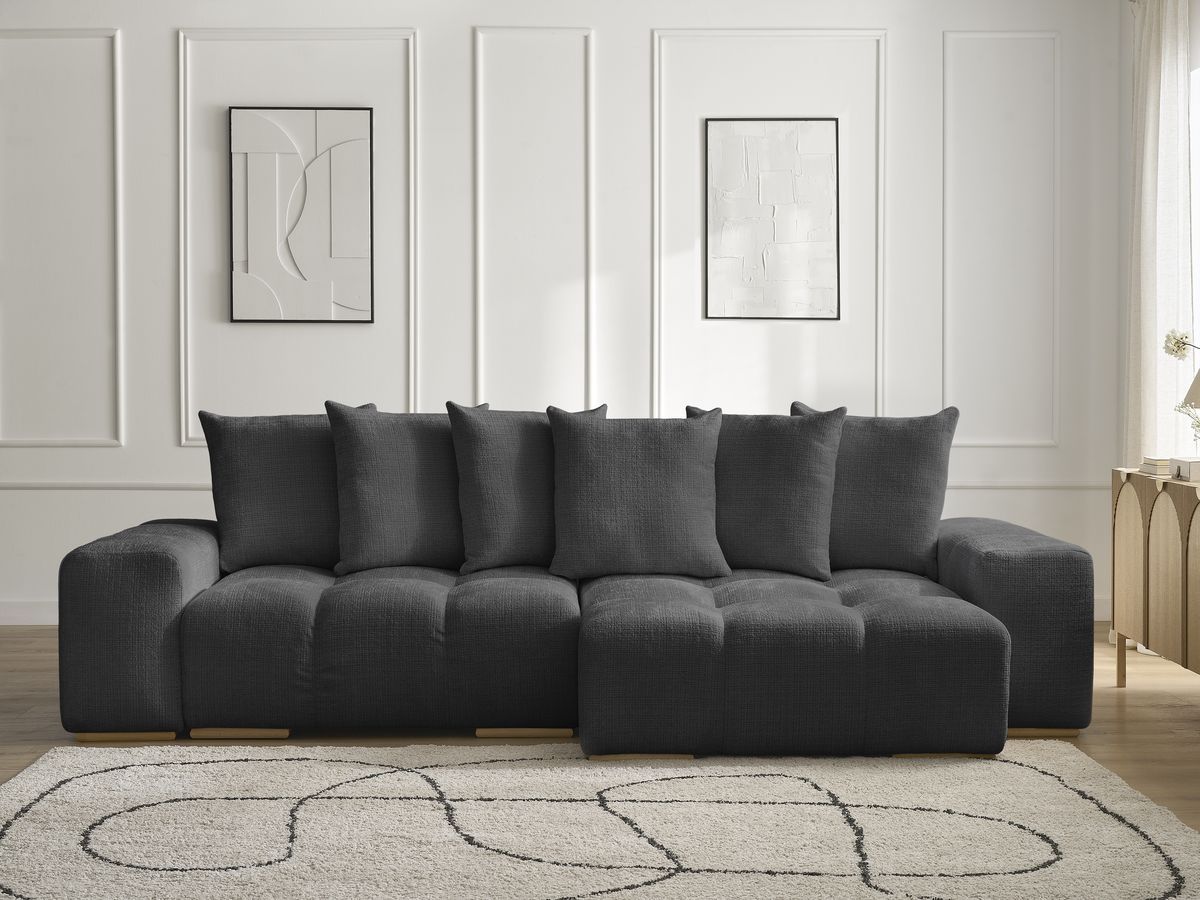 Canapé d'angle réversible convertible coffre ANAKIN tissu texturé