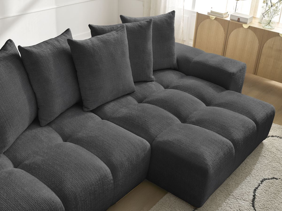 Canapé d'angle réversible convertible coffre ANAKIN tissu texturé