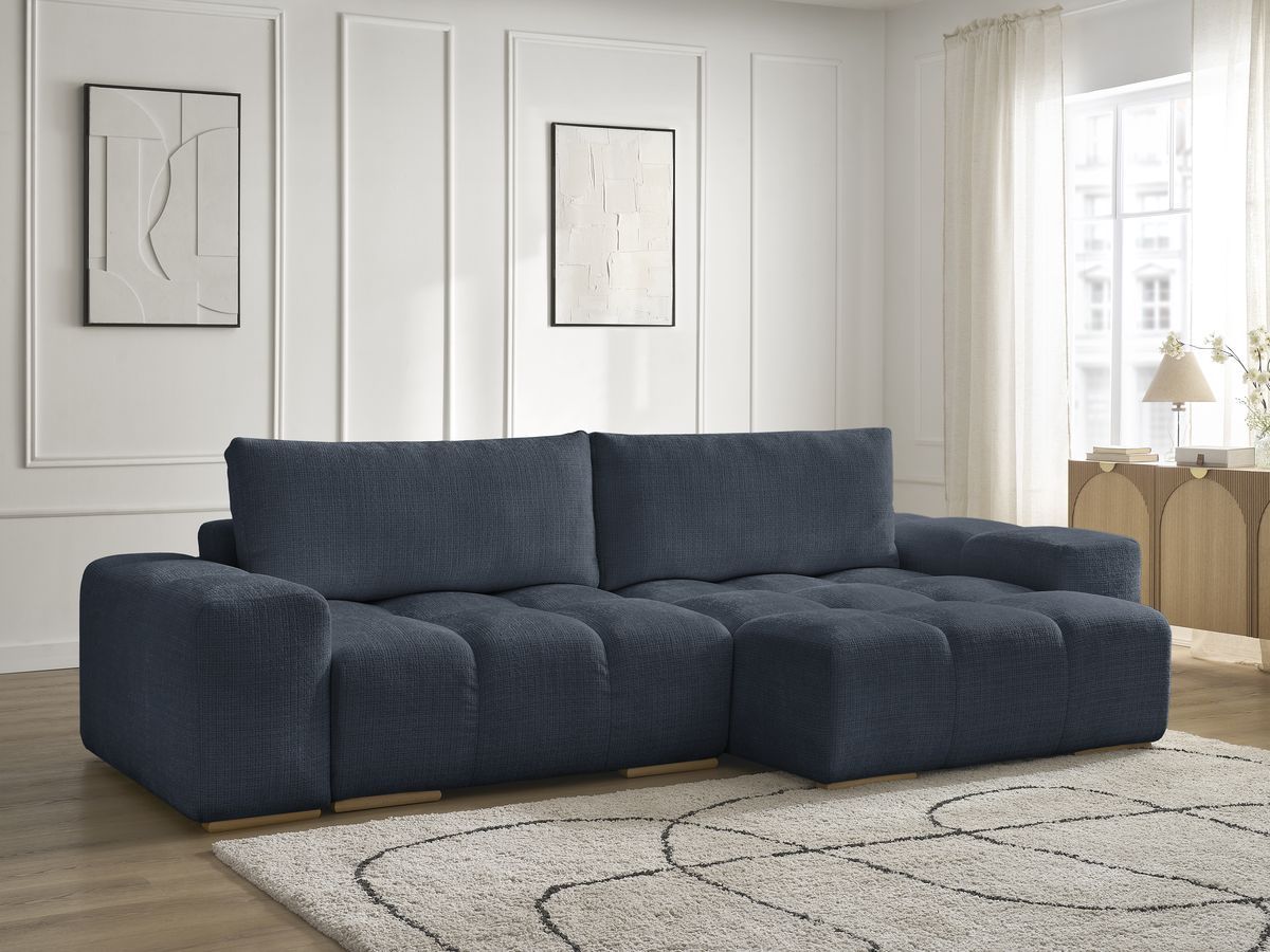 Canapé d'angle réversible convertible coffre ANAKIN tissu texturé