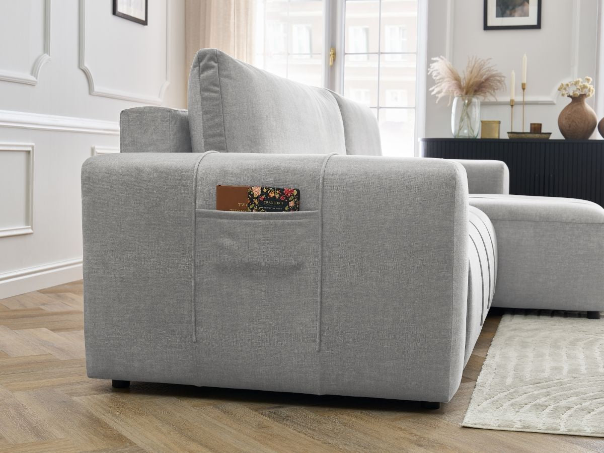Canapé d'angle réversible convertible coffre ARSENE tissu velours