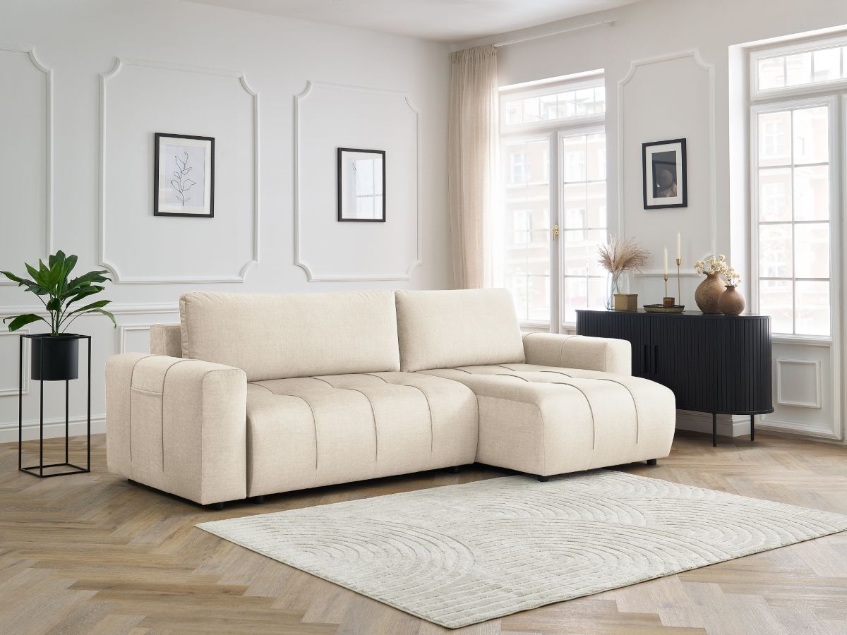 Canapé d'angle réversible convertible coffre ARSENE tissu velours