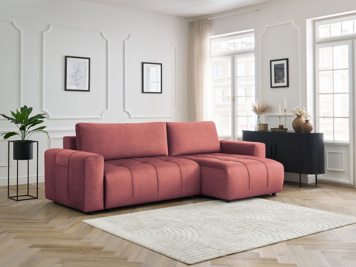 Canapé d'angle réversible convertible coffre ARSENE tissu velours
