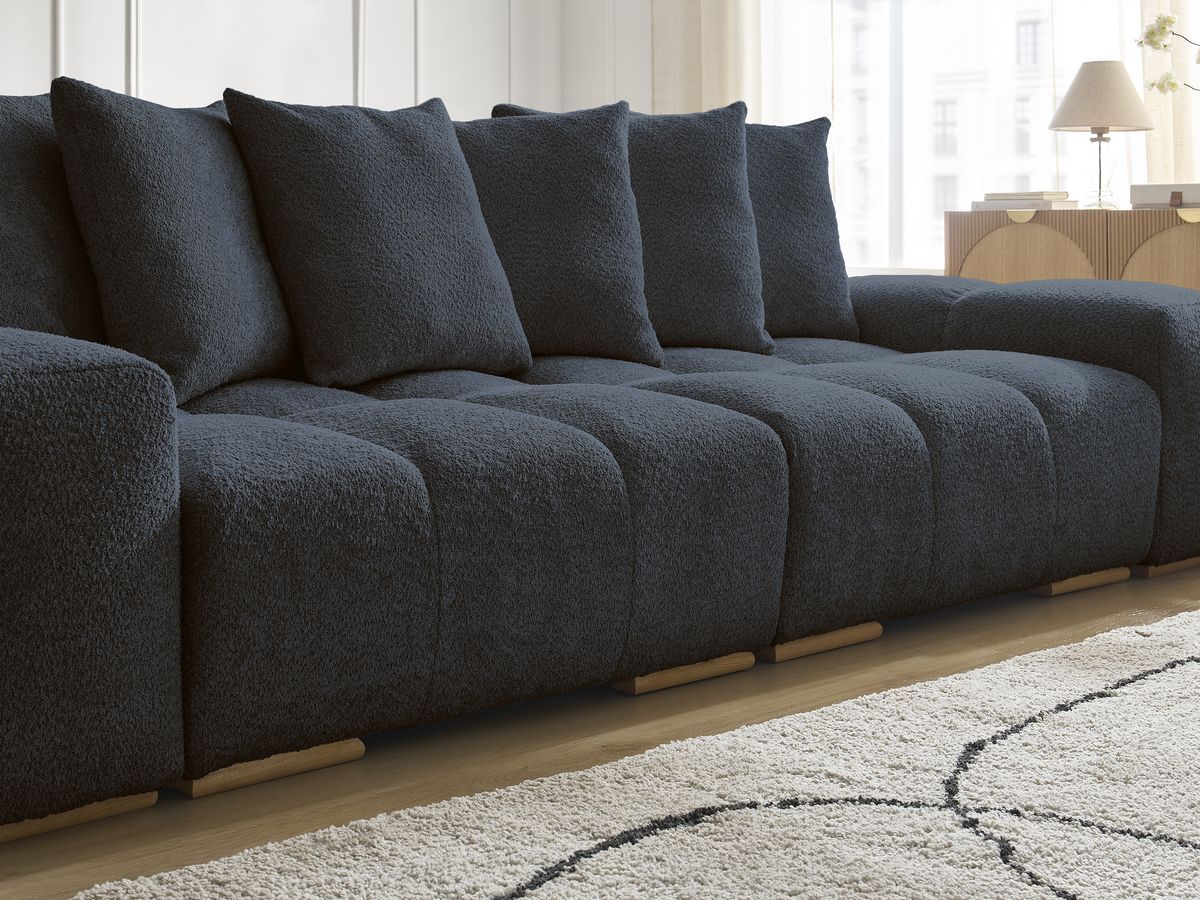 Canapé droit convertible coffre ANAKIN tissu bouclette