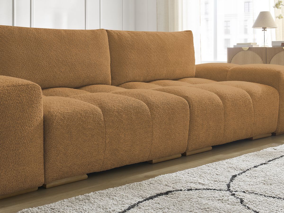 Canapé droit convertible coffre ANAKIN tissu bouclette