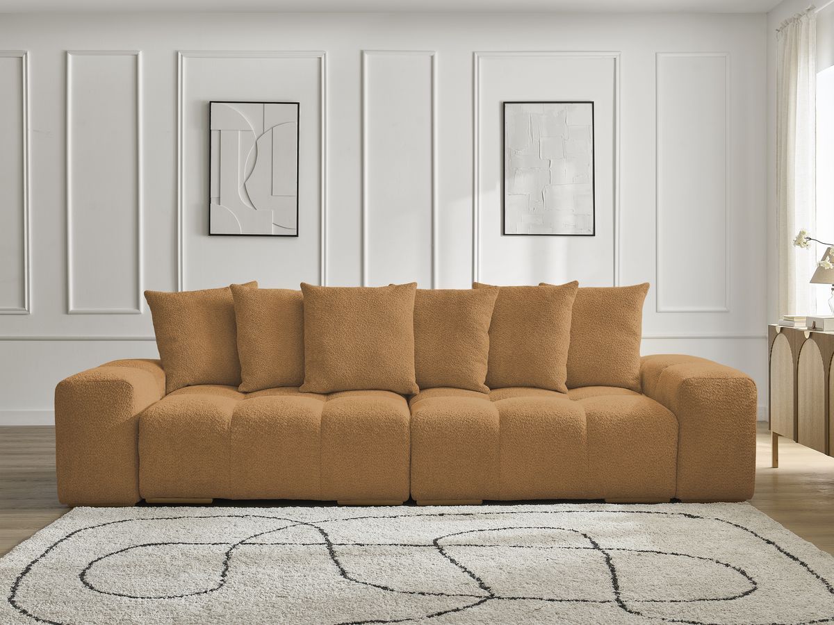 Canapé droit convertible coffre ANAKIN tissu bouclette
