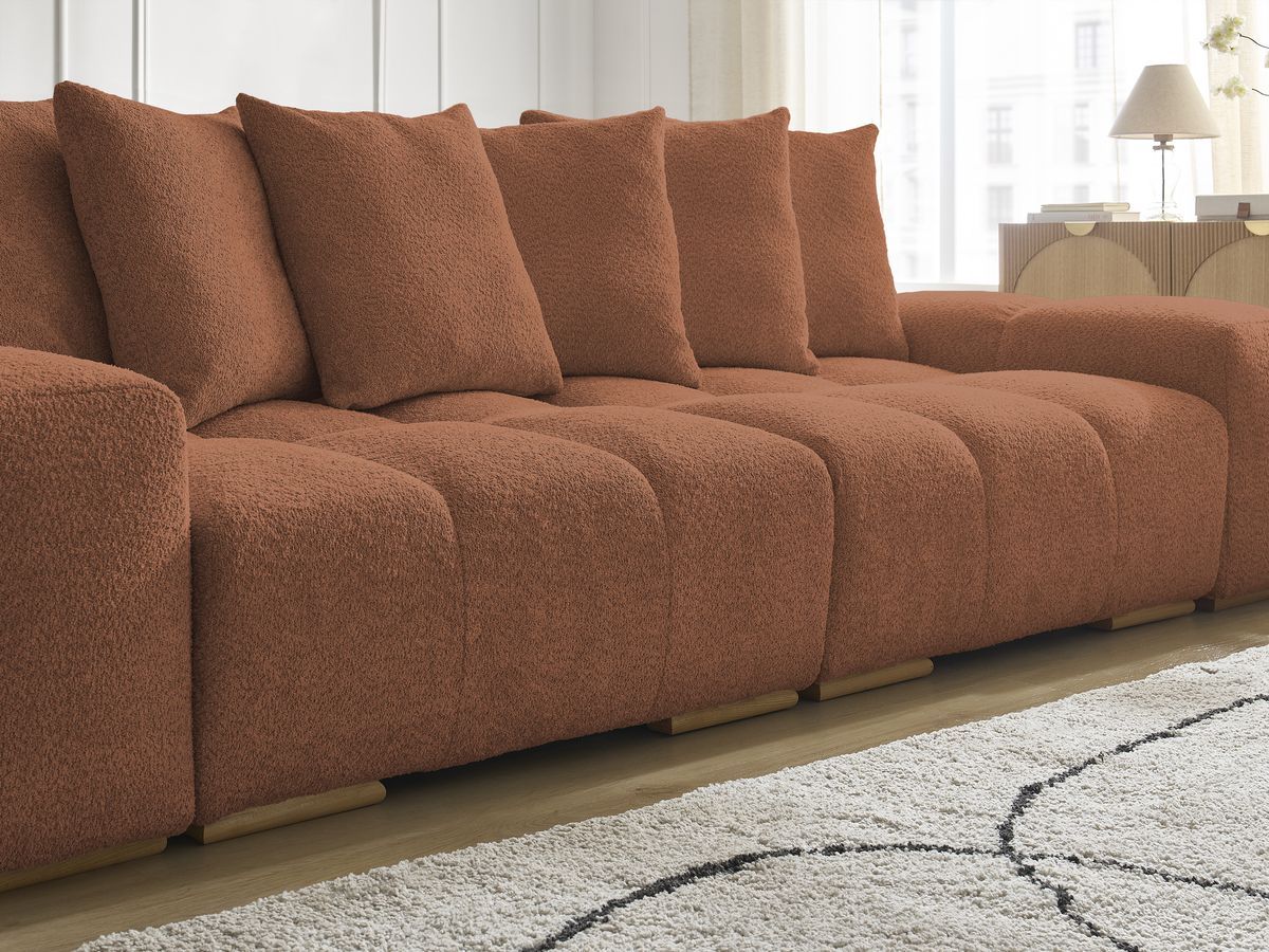 Canapé droit convertible coffre ANAKIN tissu bouclette