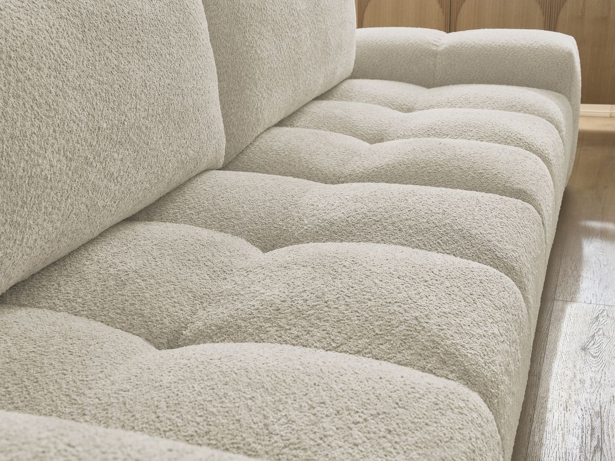 Canapé droit convertible coffre ANAKIN tissu bouclette