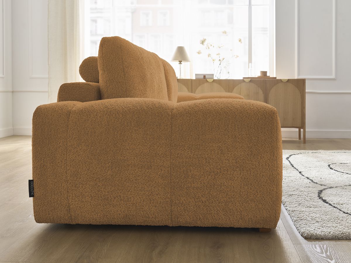 Canapé droit convertible coffre ANAKIN tissu bouclette