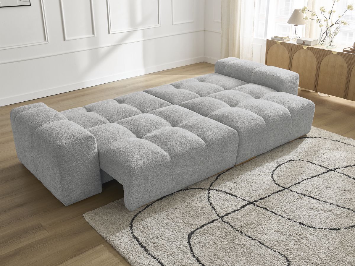 Canapé droit convertible coffre ANAKIN tissu bouclette