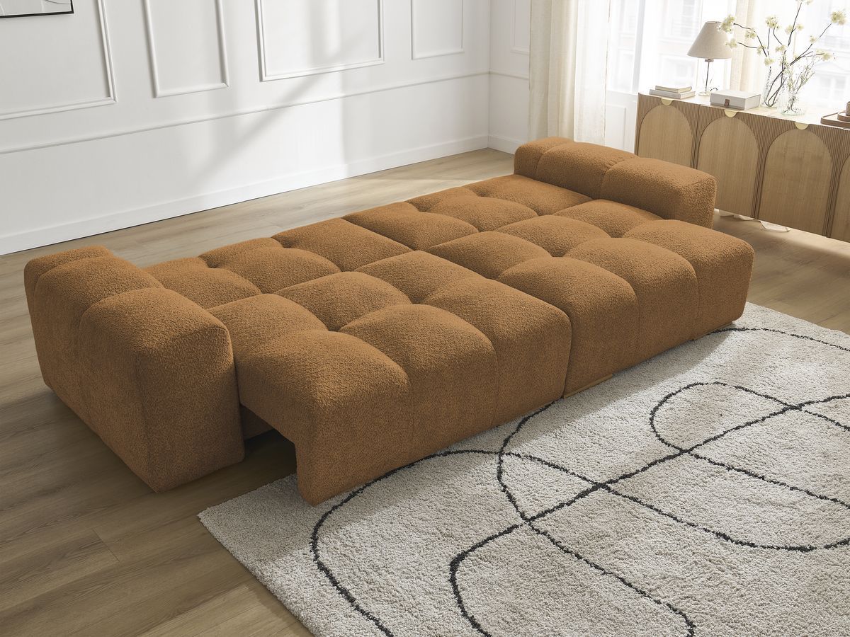 Canapé droit convertible coffre ANAKIN tissu bouclette