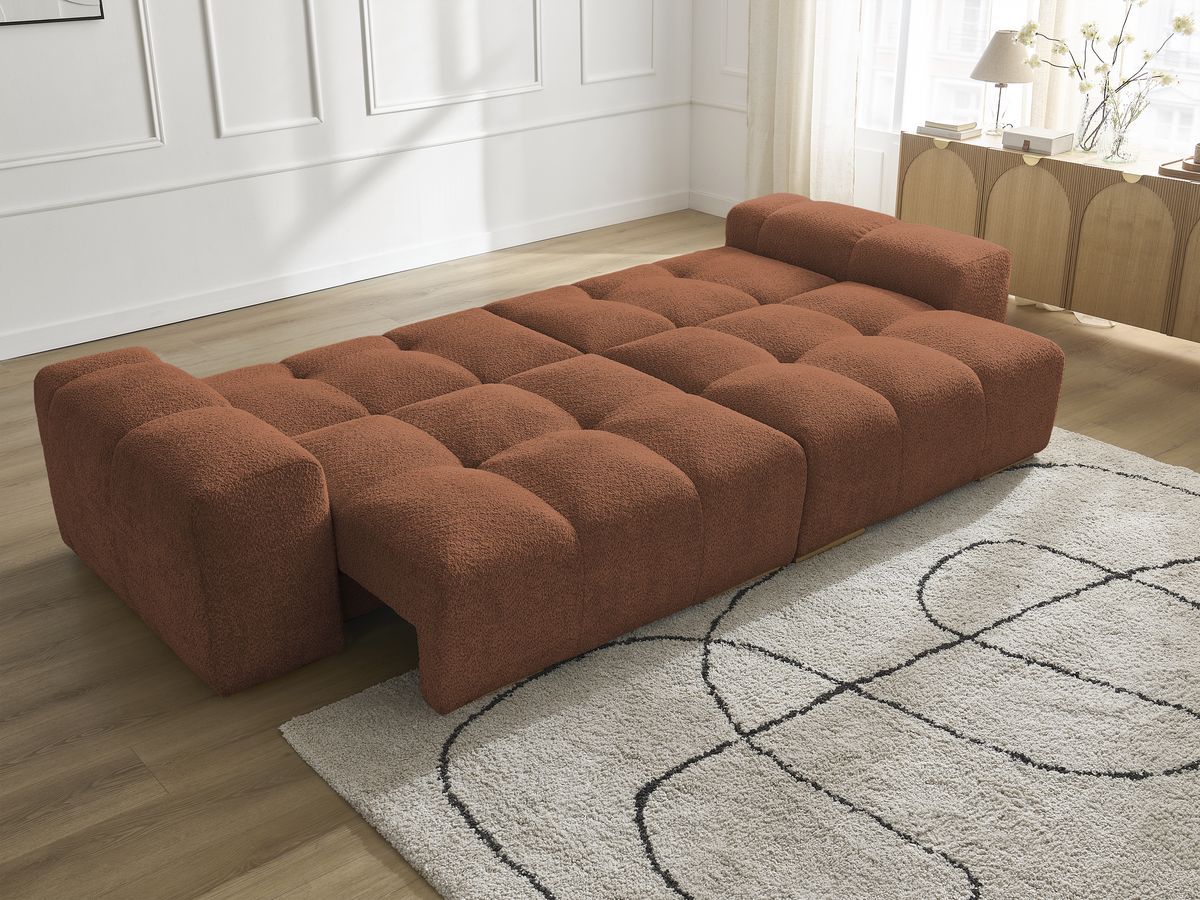 Canapé droit convertible coffre ANAKIN tissu bouclette