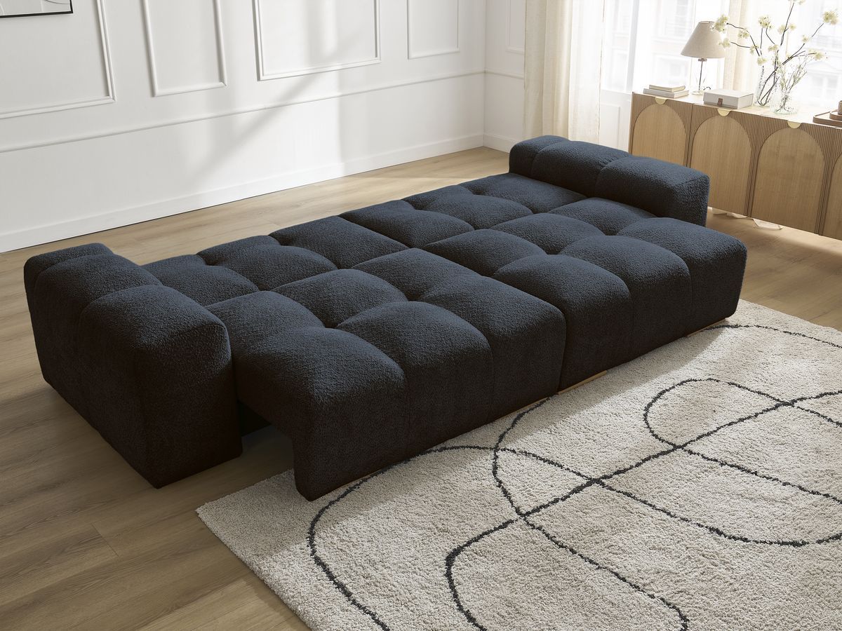 Canapé droit convertible coffre ANAKIN tissu bouclette