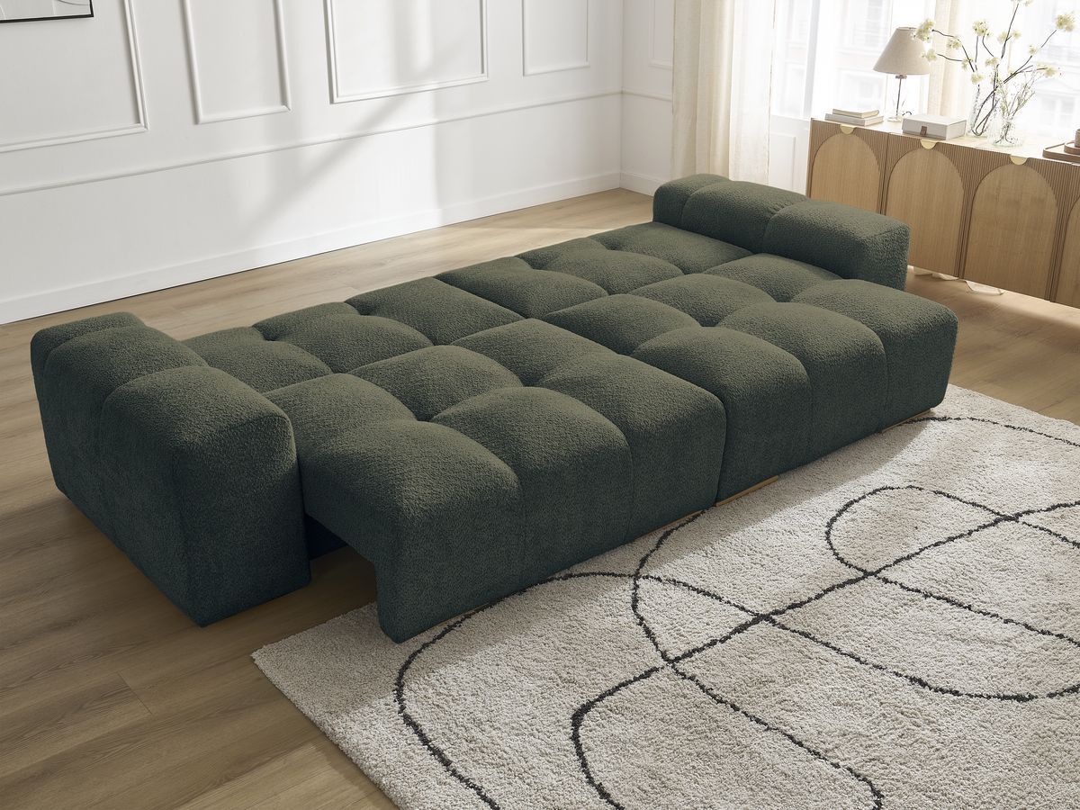 Canapé droit convertible coffre ANAKIN tissu bouclette