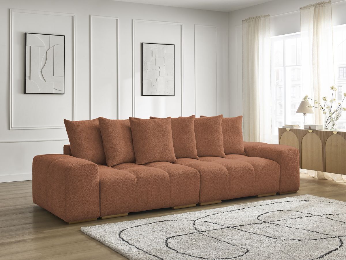 Canapé droit convertible coffre ANAKIN tissu bouclette