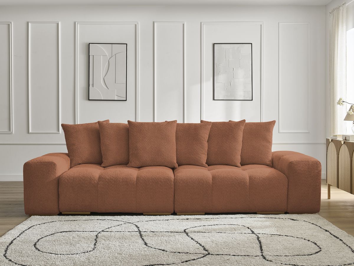 Canapé droit convertible coffre ANAKIN tissu bouclette