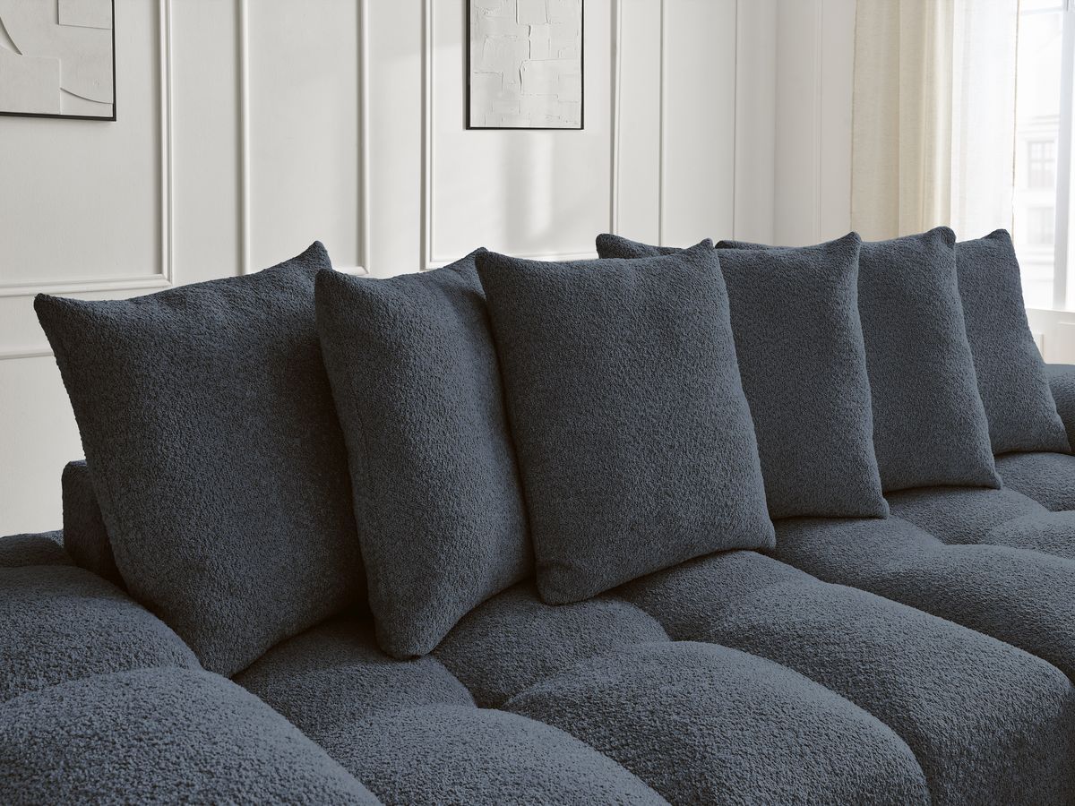 Canapé droit convertible coffre ANAKIN tissu bouclette