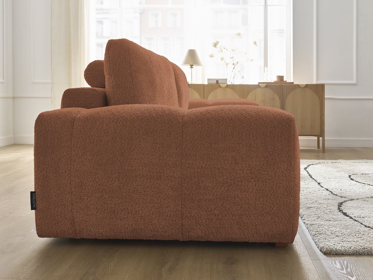 Canapé droit convertible coffre ANAKIN tissu bouclette
