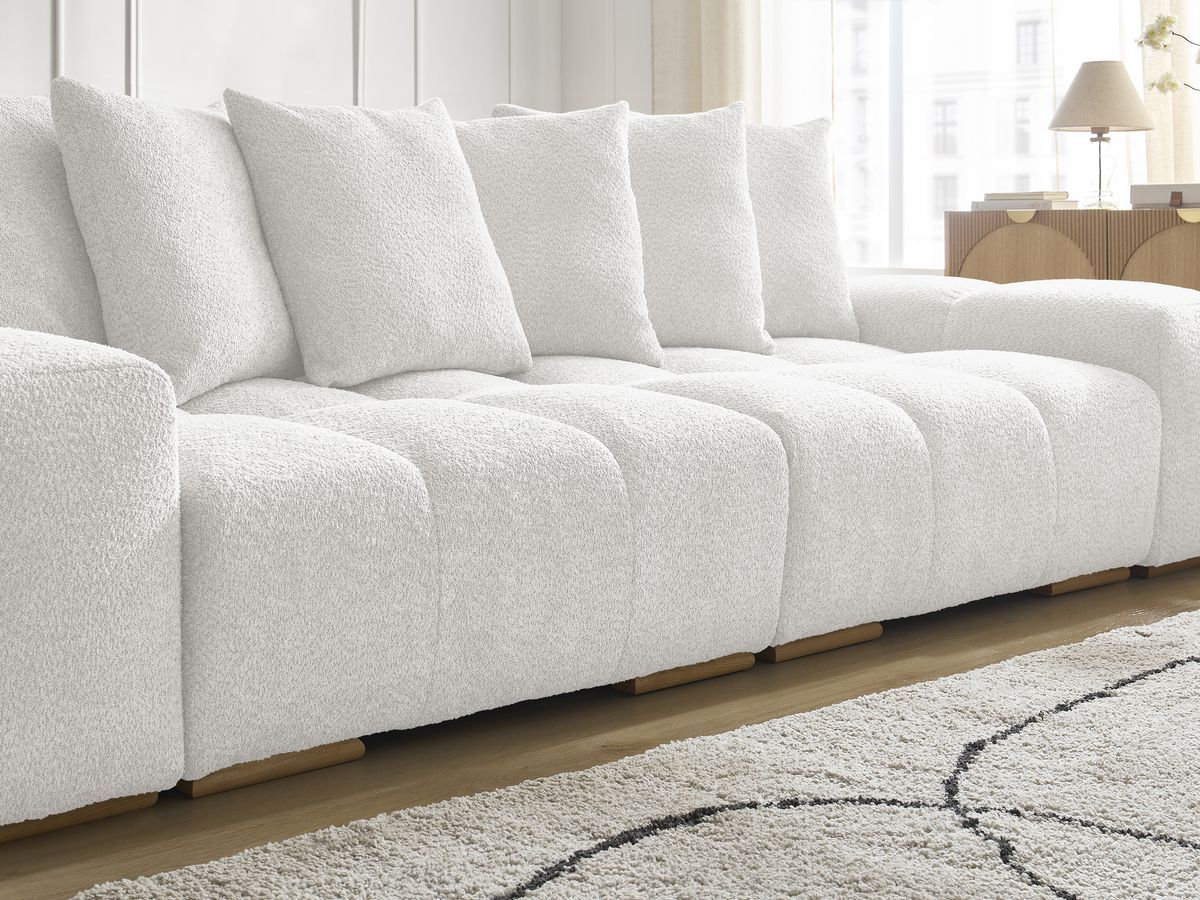 Canapé droit convertible coffre ANAKIN tissu bouclette
