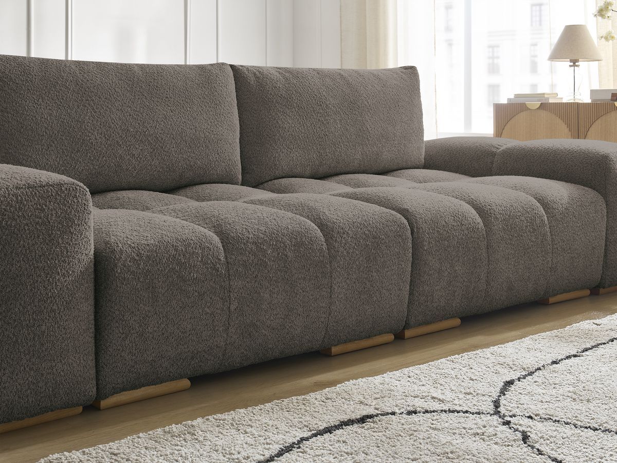 Canapé droit convertible coffre ANAKIN tissu bouclette