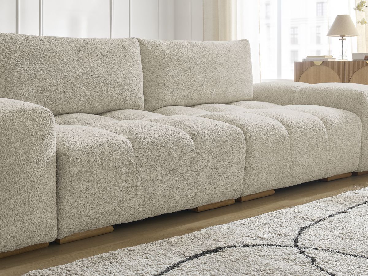 Canapé droit convertible coffre ANAKIN tissu bouclette