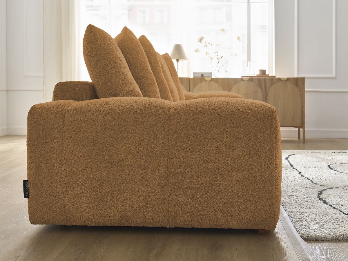 Canapé droit convertible coffre ANAKIN tissu bouclette