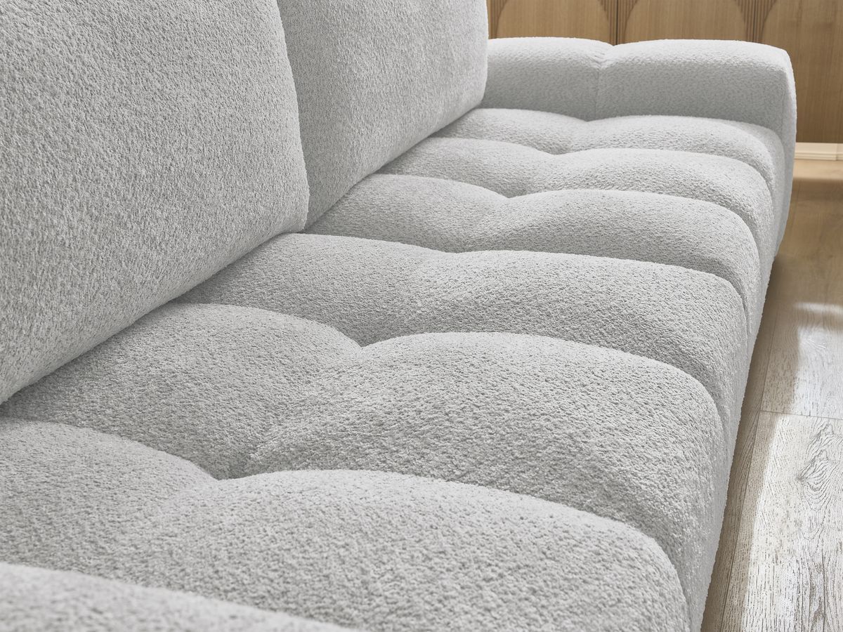 Canapé droit convertible coffre ANAKIN tissu bouclette