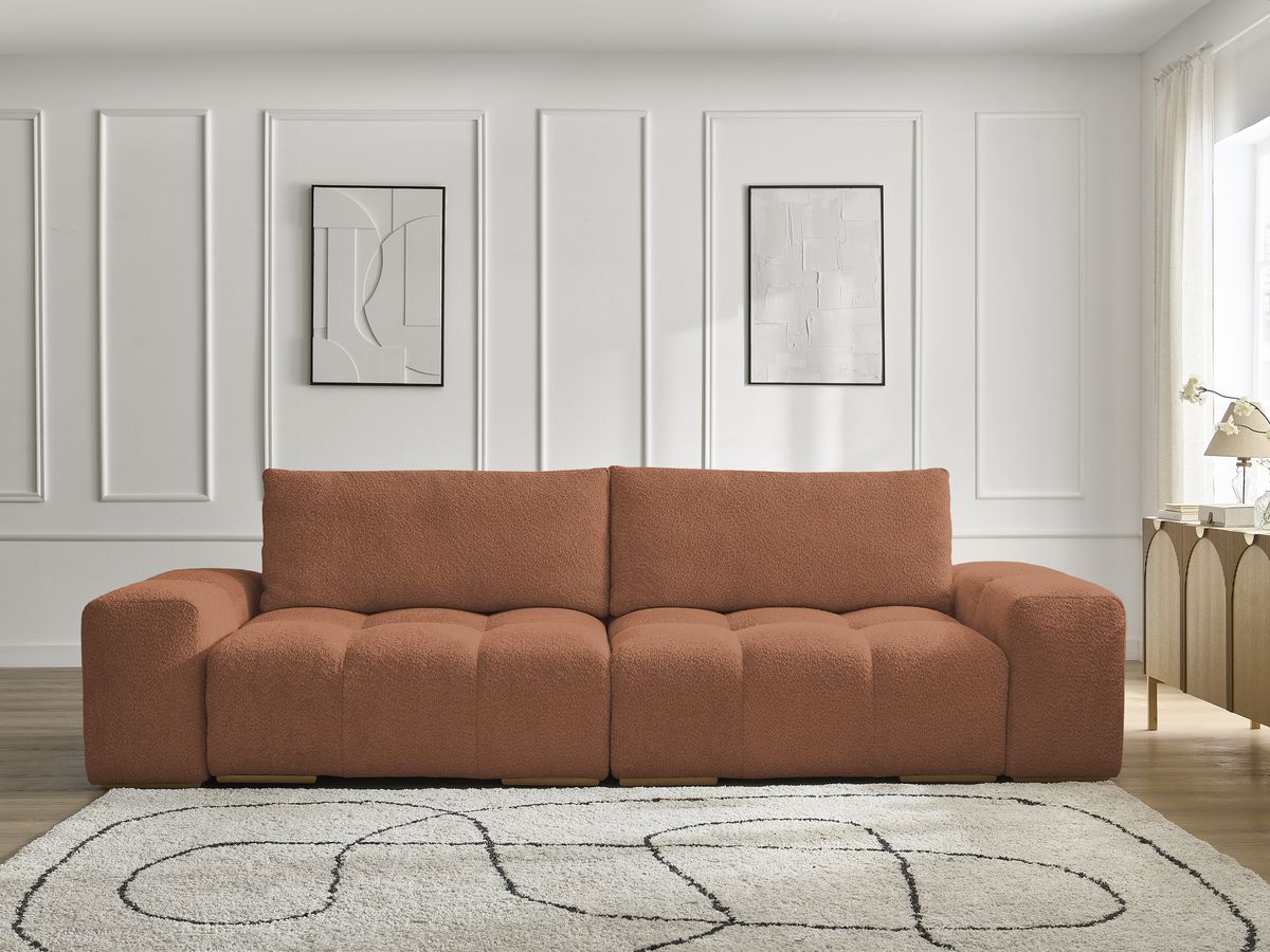 Canapé droit convertible coffre ANAKIN tissu bouclette