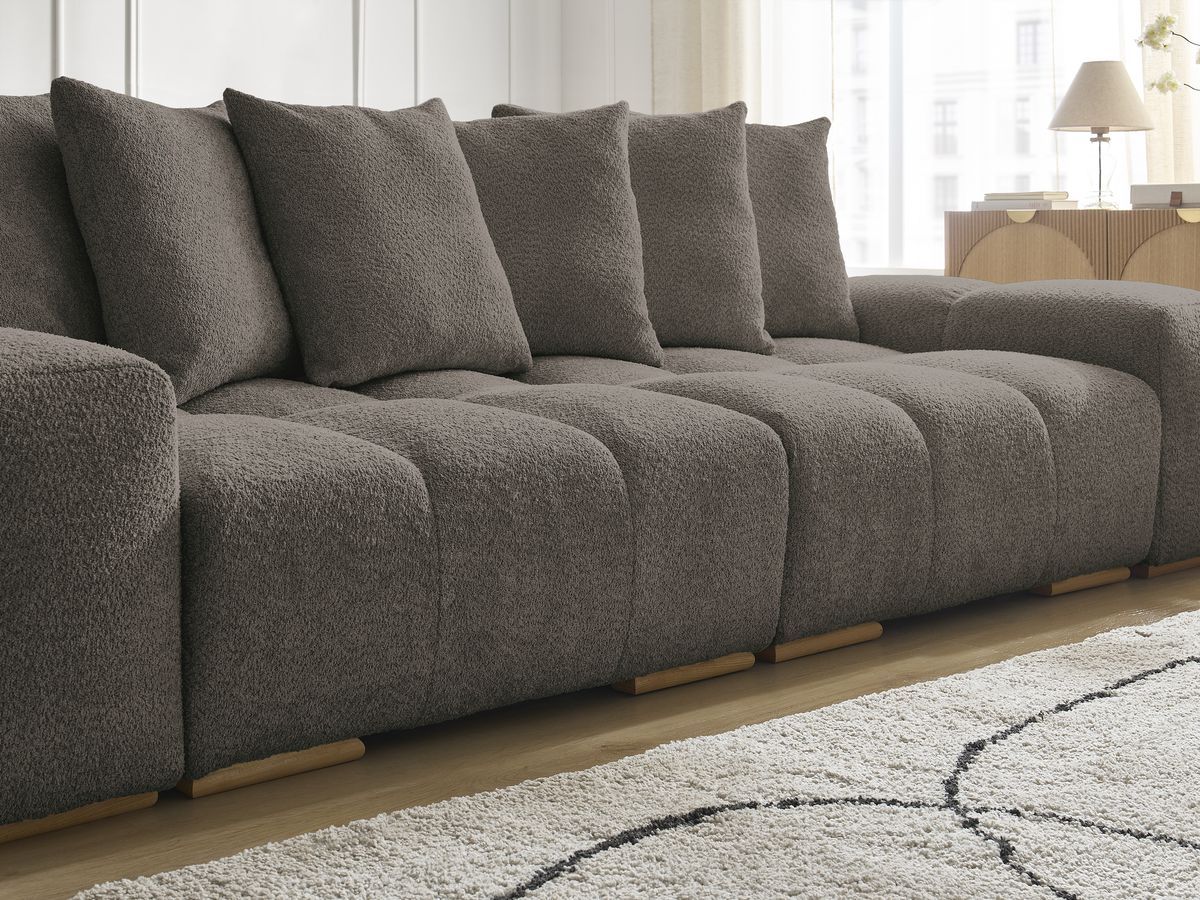 Canapé droit convertible coffre ANAKIN tissu bouclette