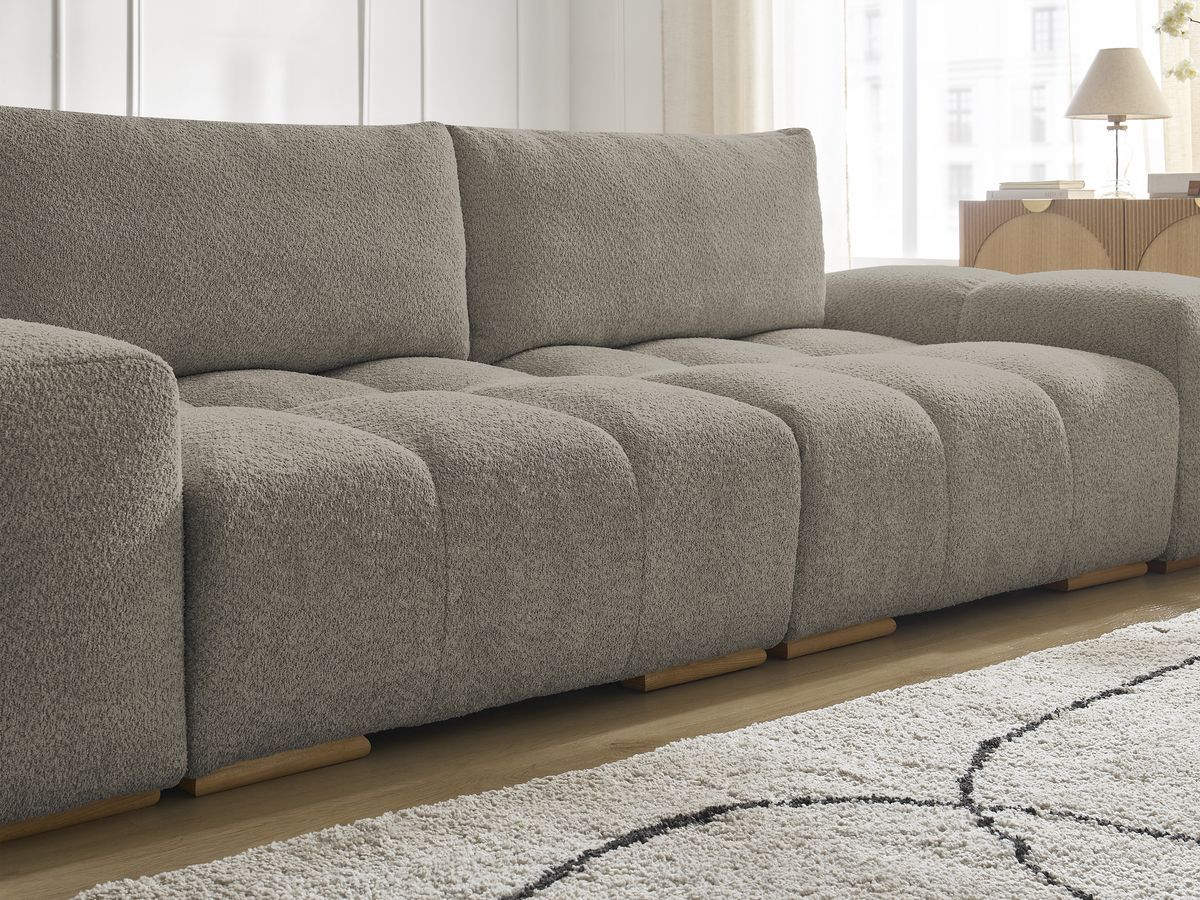 Canapé droit convertible coffre ANAKIN tissu bouclette
